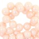 Glaskralen pearl glitter 8mm Pastel koraal peach